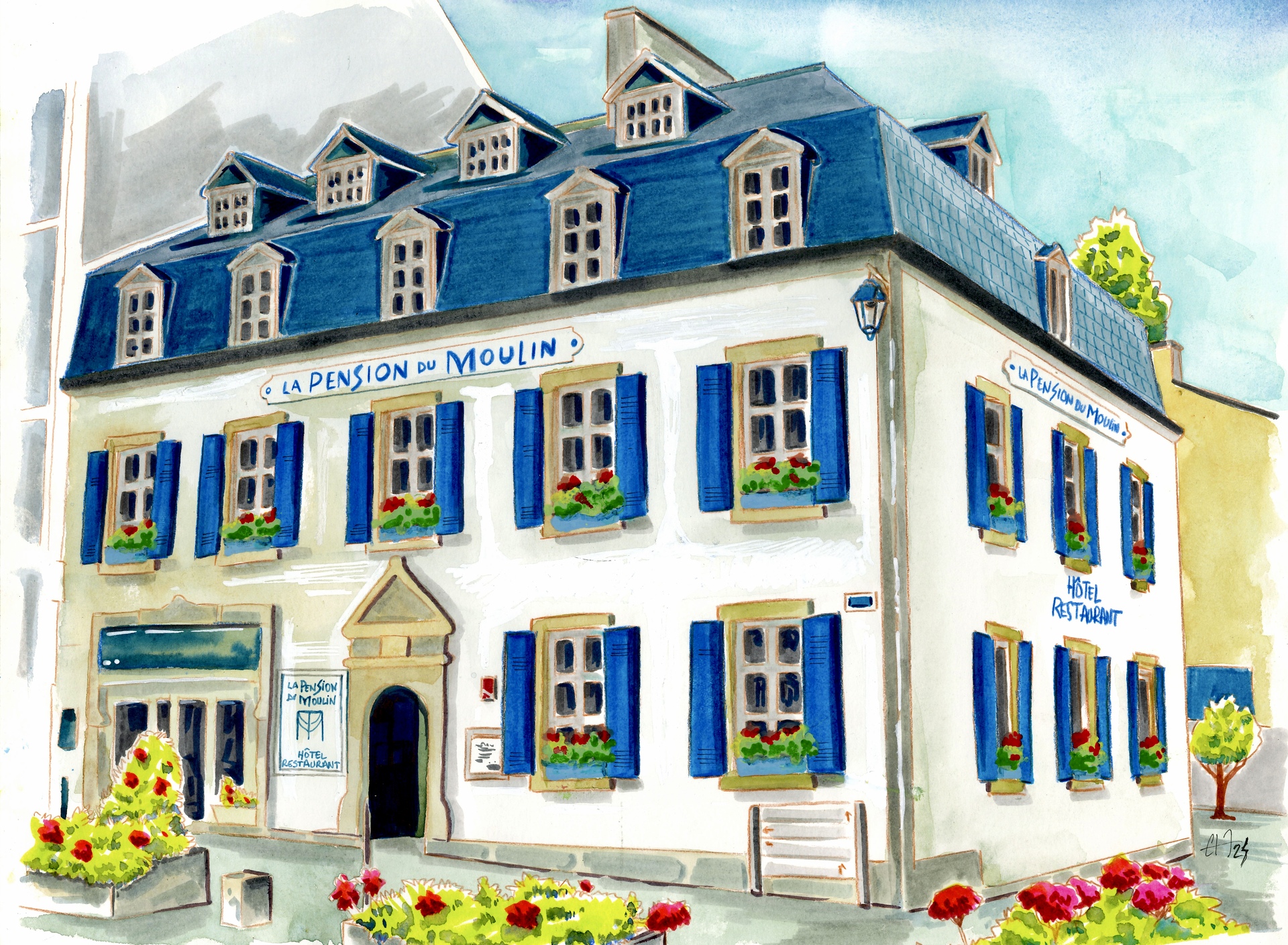 Aquarelle 2024 La Pension du Moulin